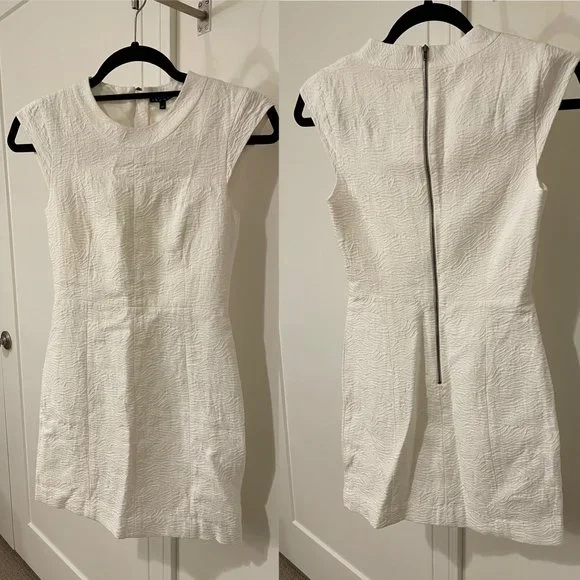 Petite Theory White Jacquard Cap Sleeve Dress US 00P - Picture 1 of 5